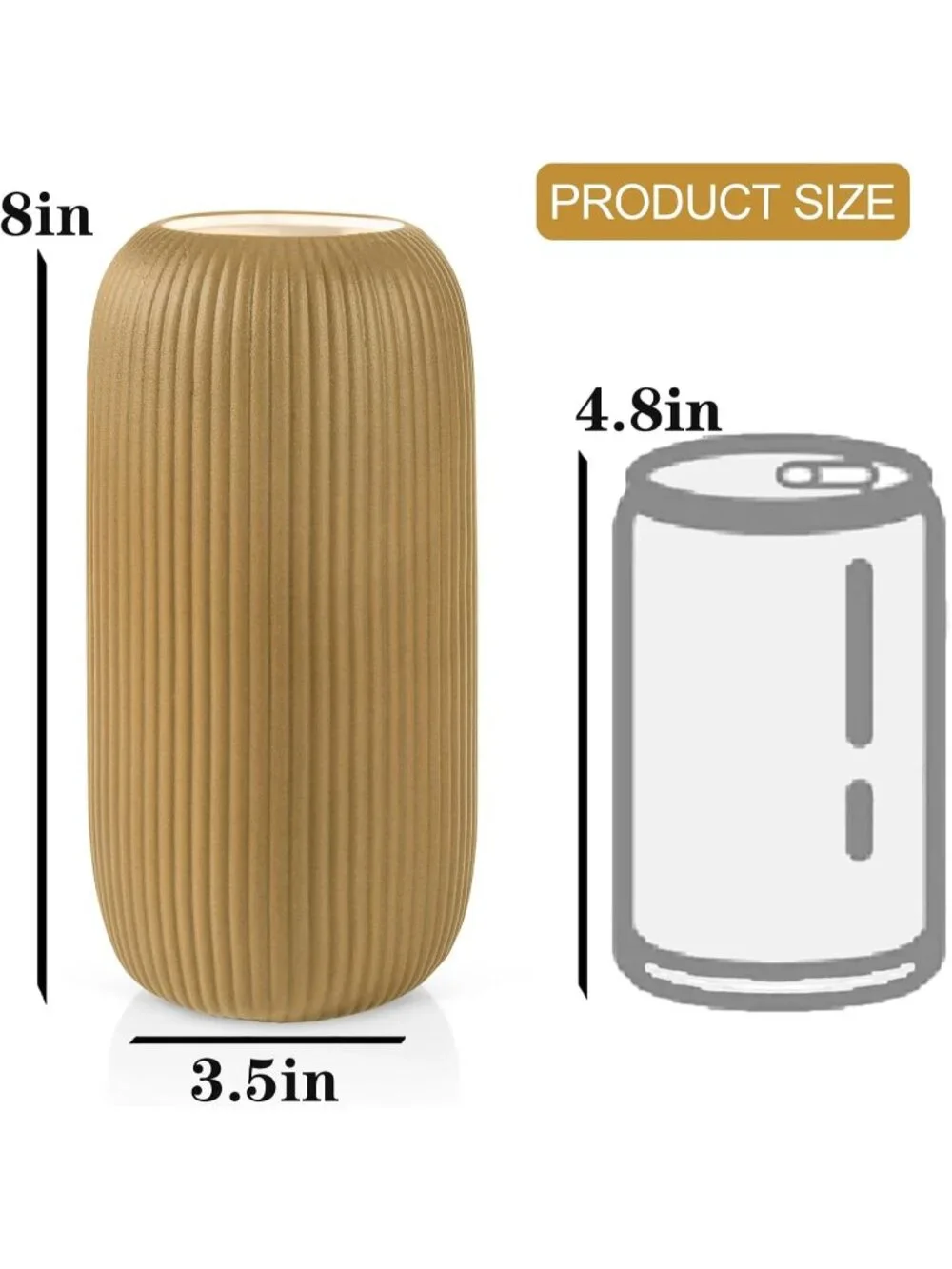 Modern Small Coffee Ceramic Vase Flowers Ribbed Textured Farmhouse Home Livings